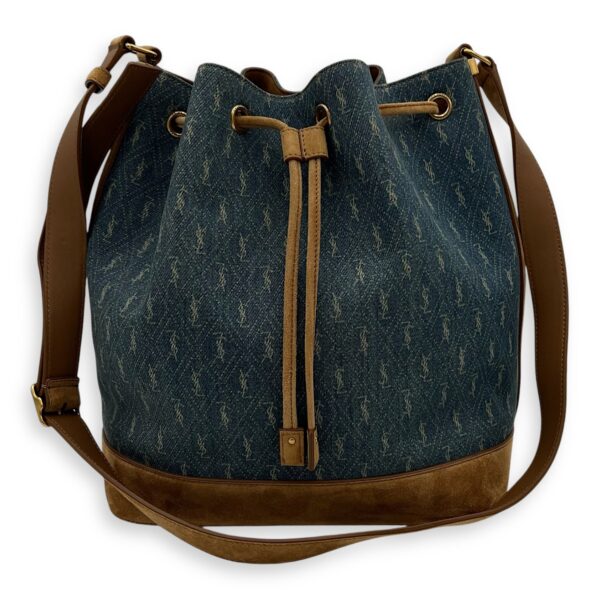 All Over Bucket Bag Blue in Denim, Gold hardware - Image 10