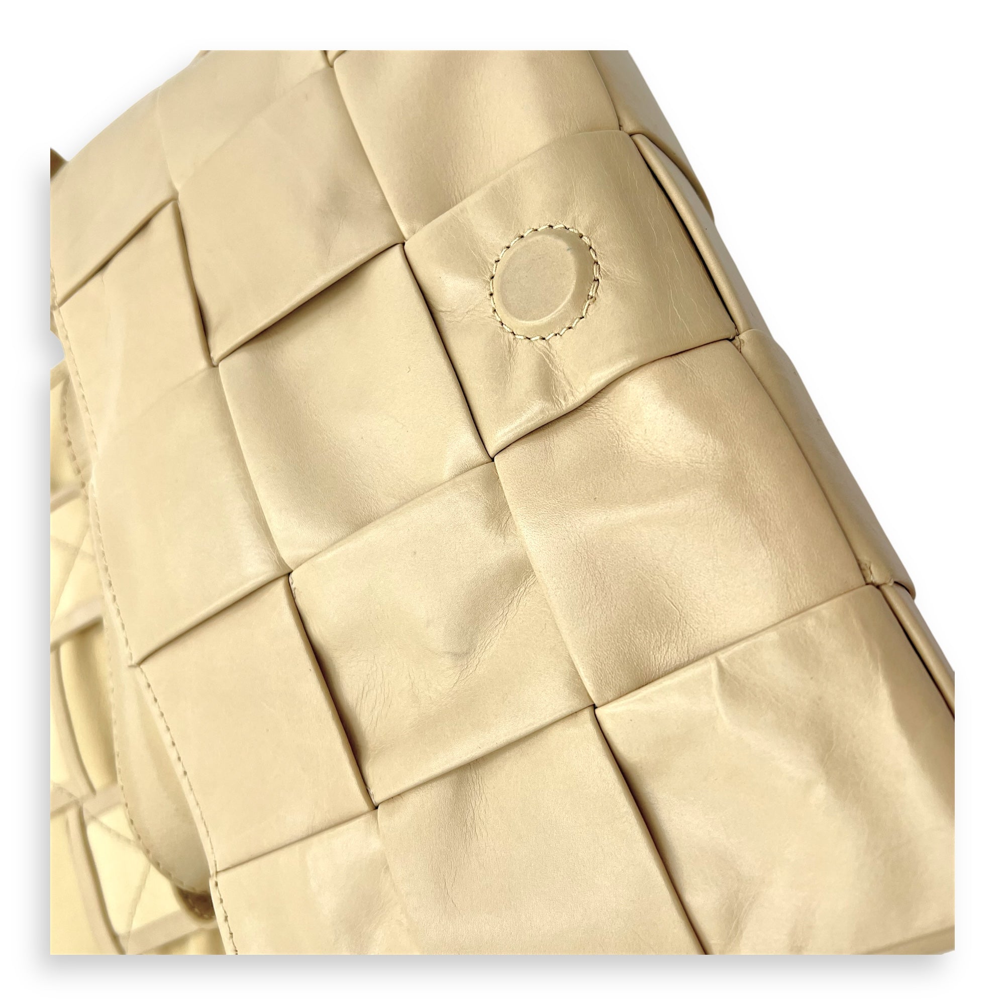 Cassette Crossbody Bag Beige in Calfskin, Silver hardware - Image 16