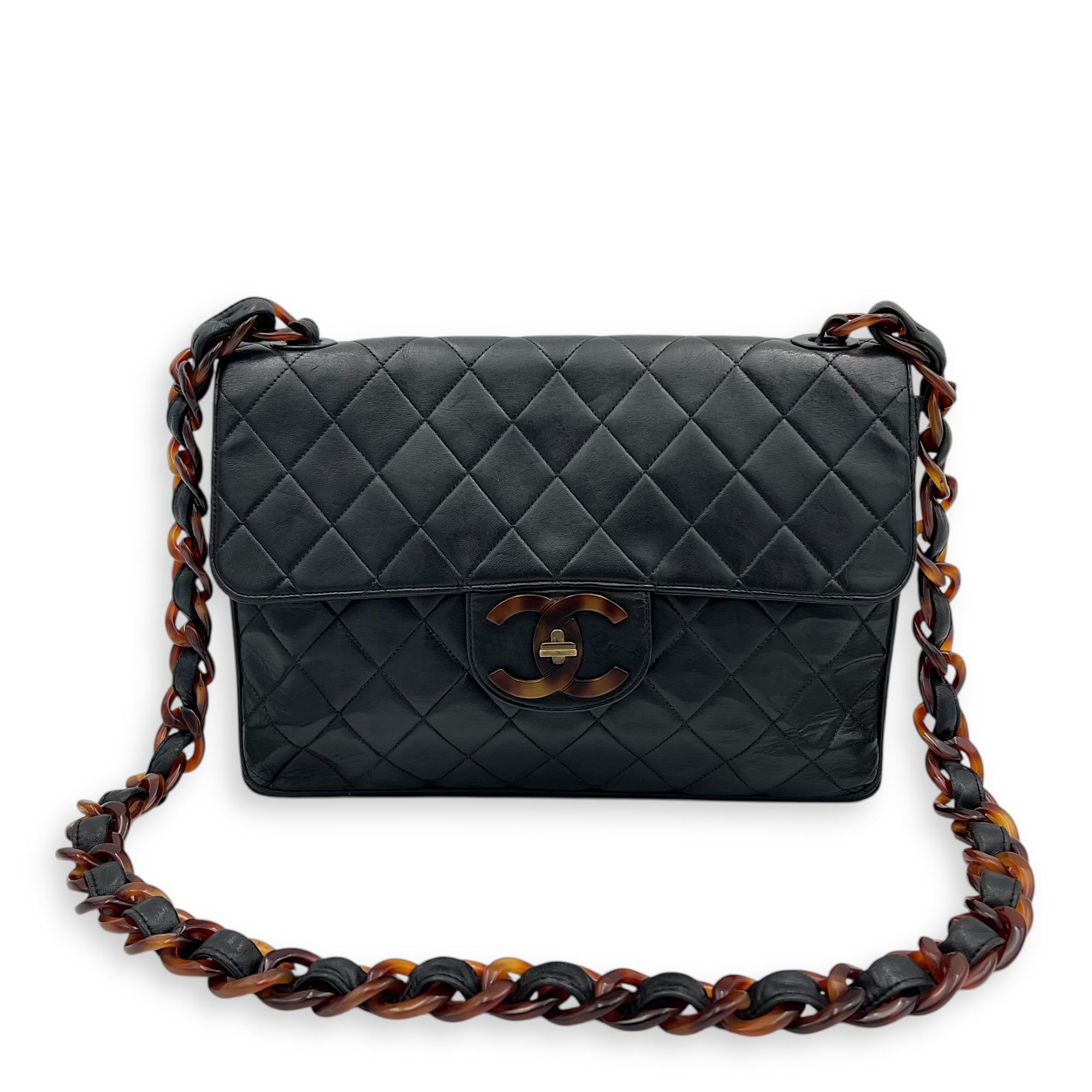 CC Quilted Tortoise Shell Shoulder Bag Black in Lambskin, tortoise shell hardware - Image 19