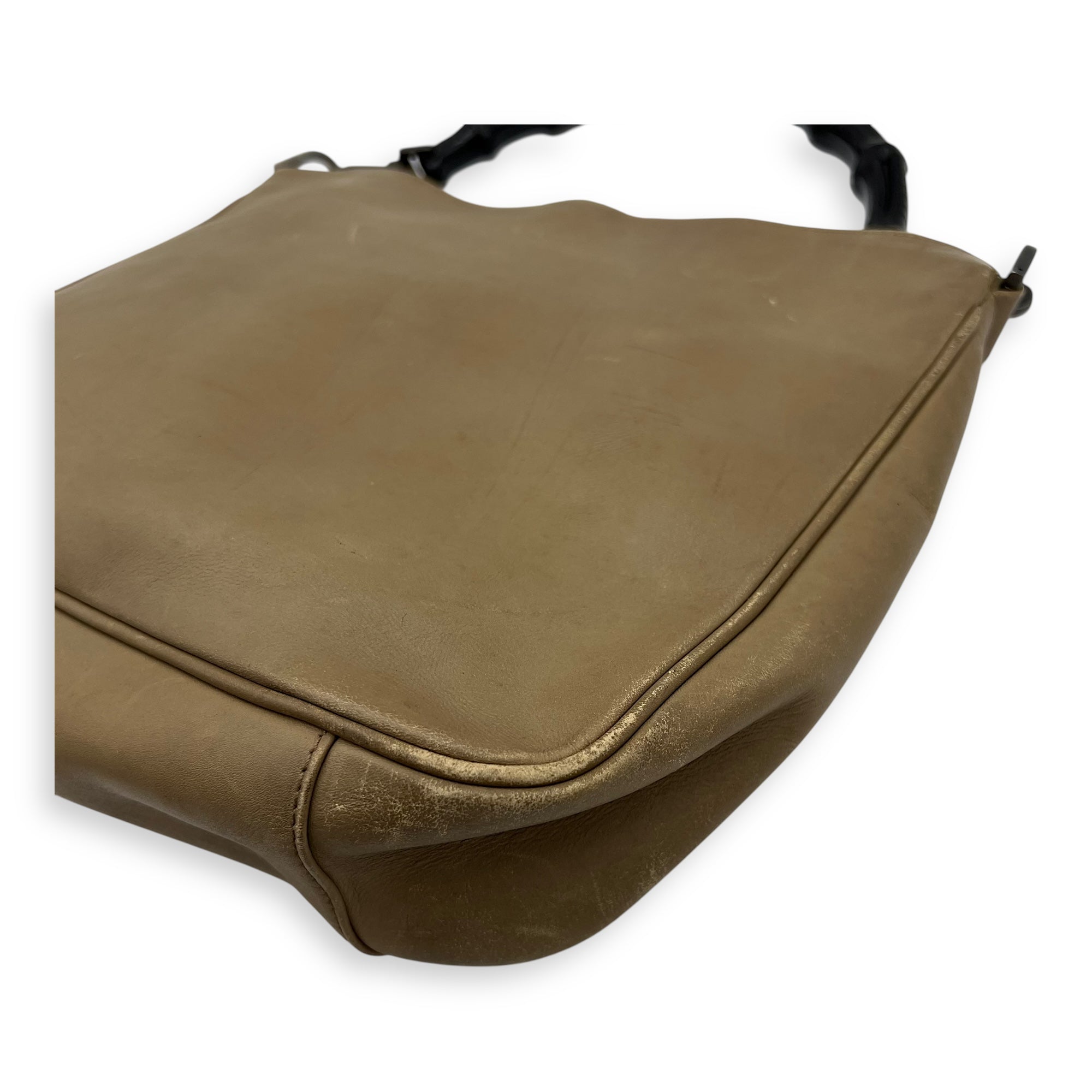 Bamboo Top Handle Bag Beige in Calfskin, Silver hardware - Image 8