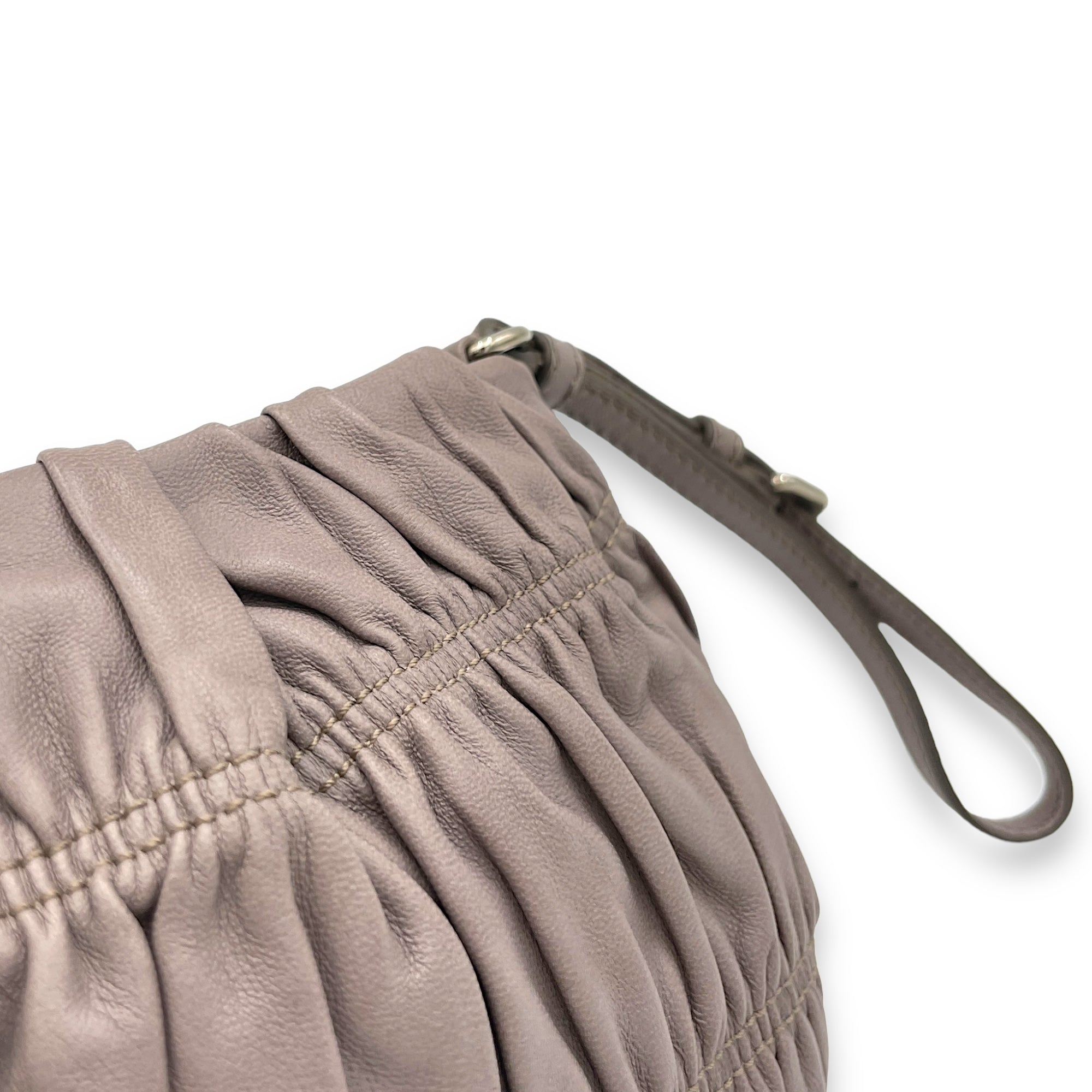 Logo Grey Pouch in Lambskin, Silver hardware - Image 10