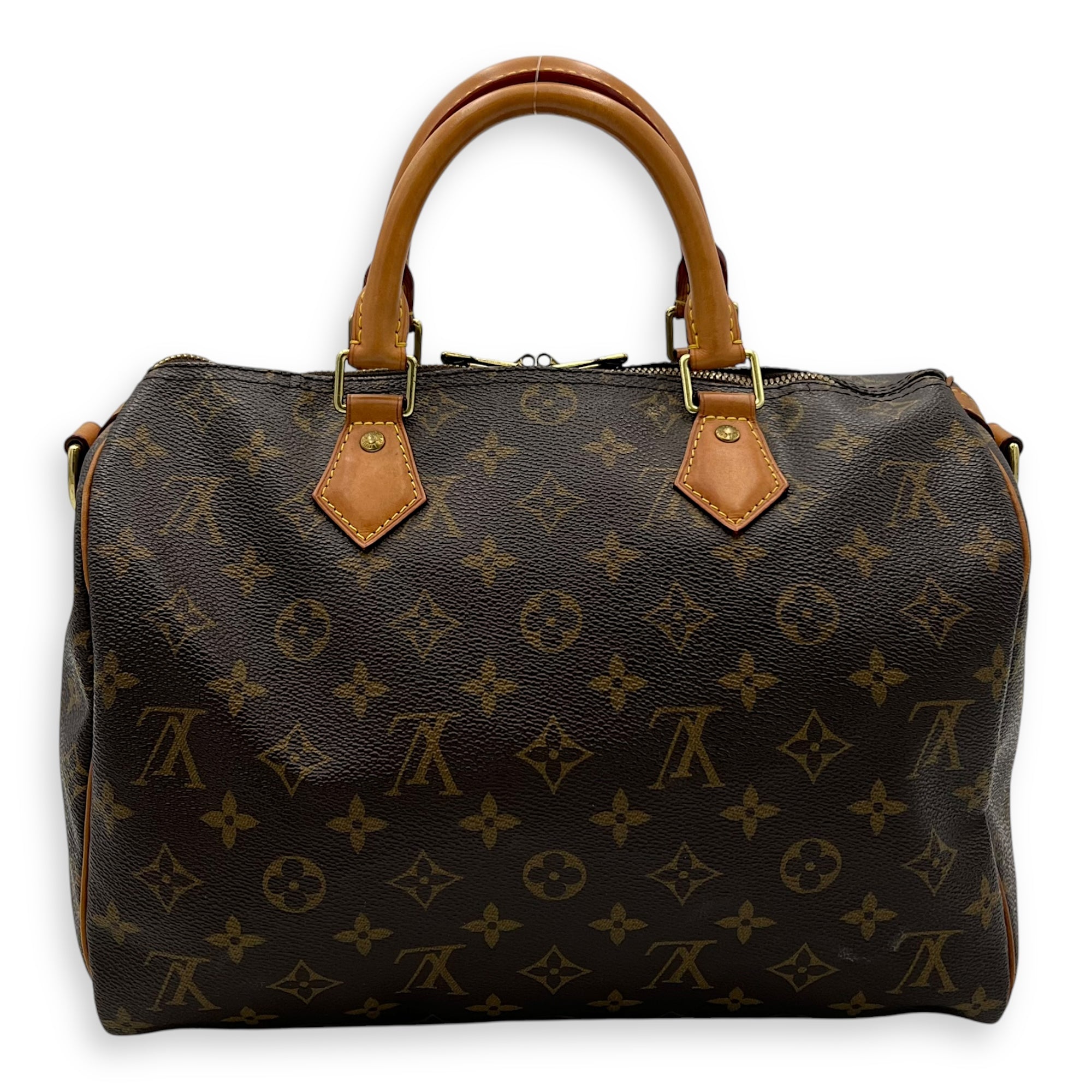 Speedy Bandouliere Top Handle Bag 30 Brown in Monogram Coated Canvas, Gold hardware - Image 3
