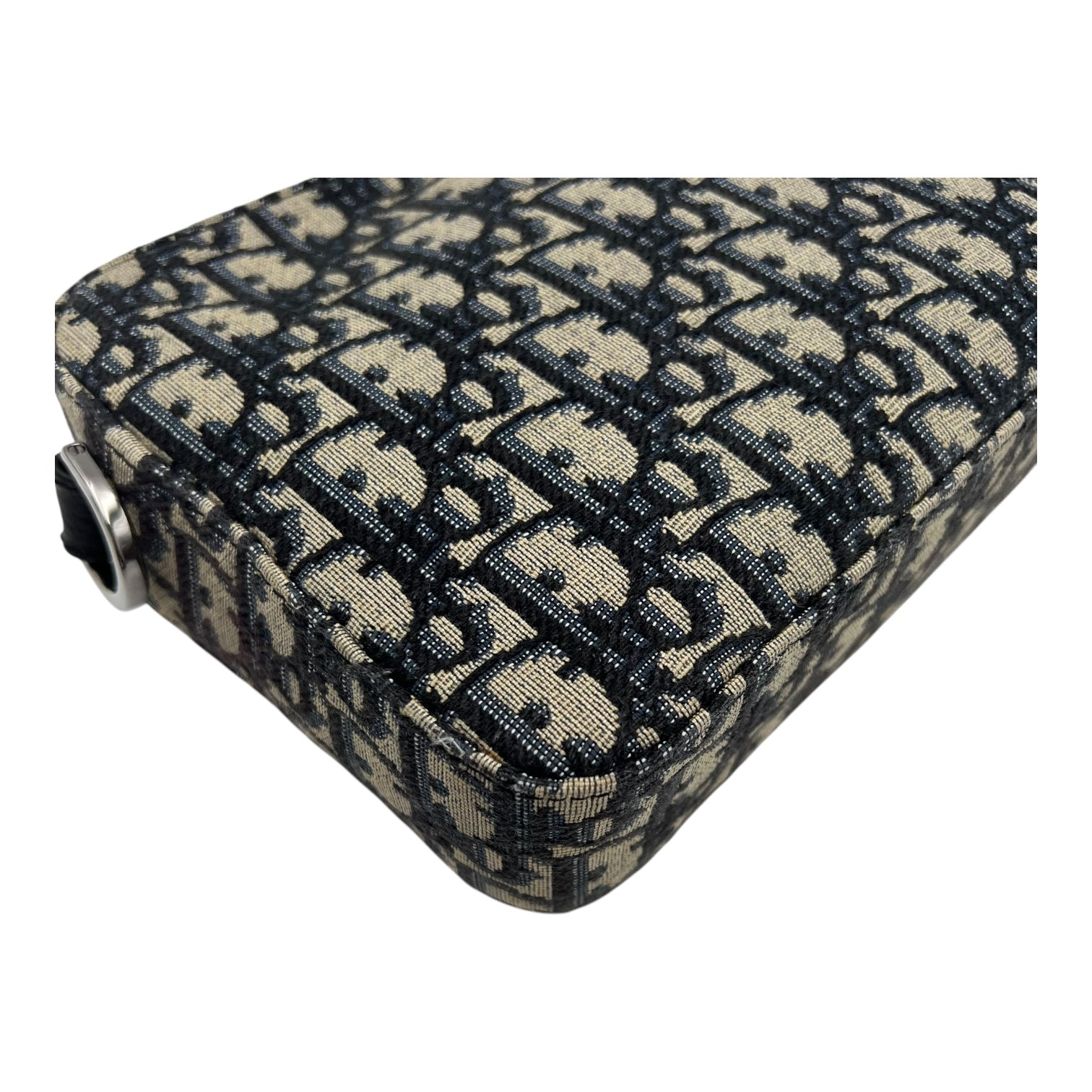 Safari Crossbody Bag Blue in Jacquard, Silver hardware - Image 11