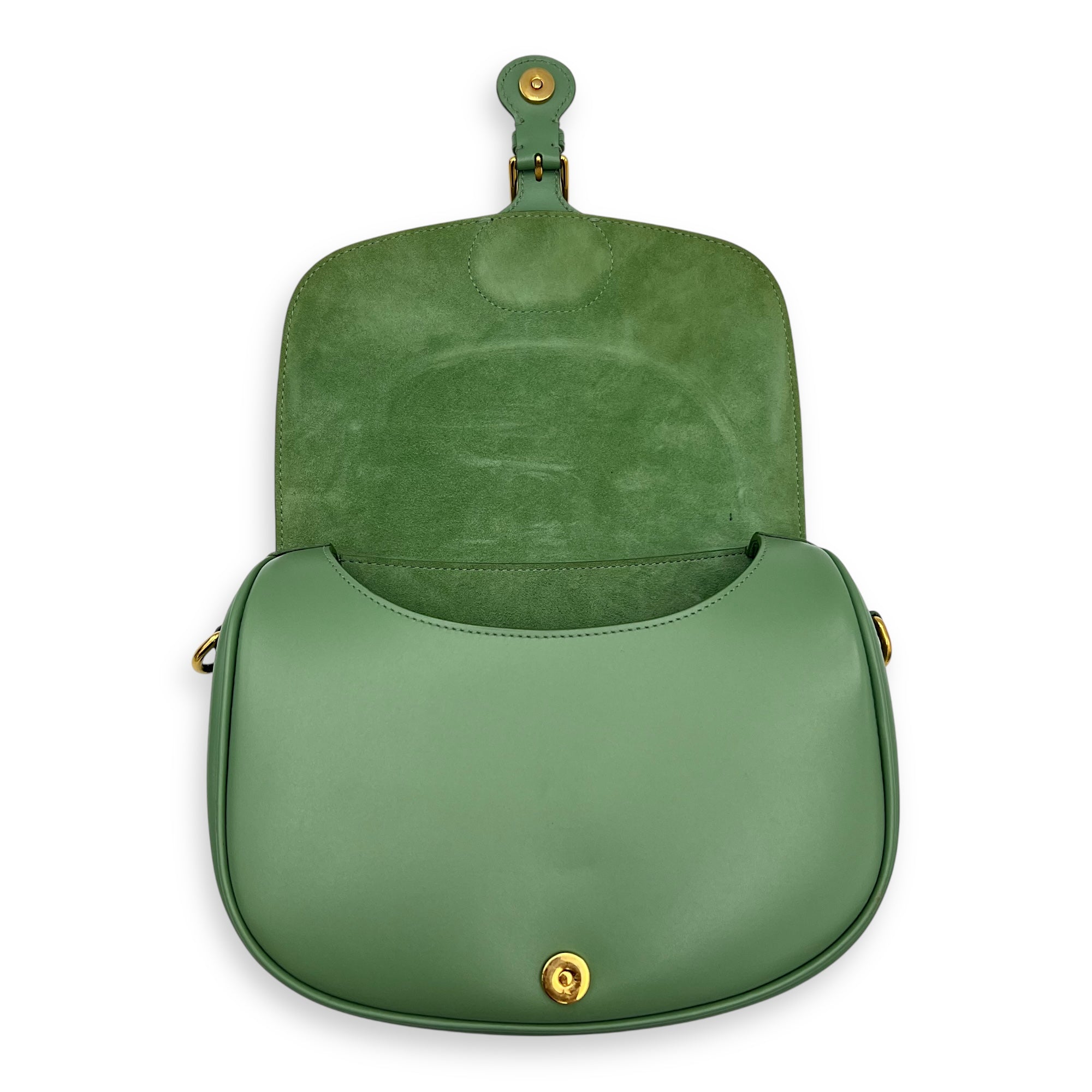 Bobby Crossbody Bag Green in Calfskin, Gold hardware - Image 9