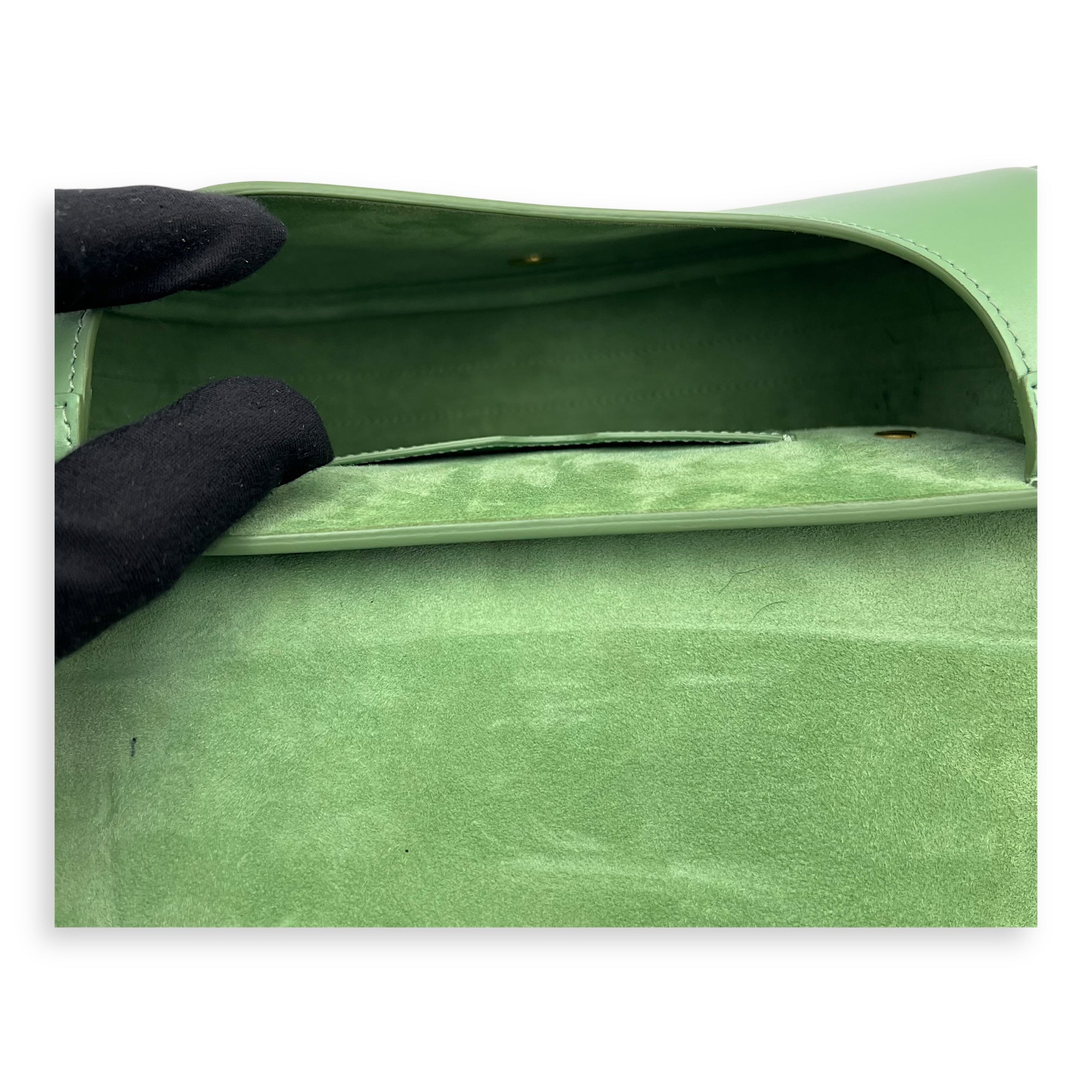 Bobby Crossbody Bag Green in Calfskin, Gold hardware - Image 7