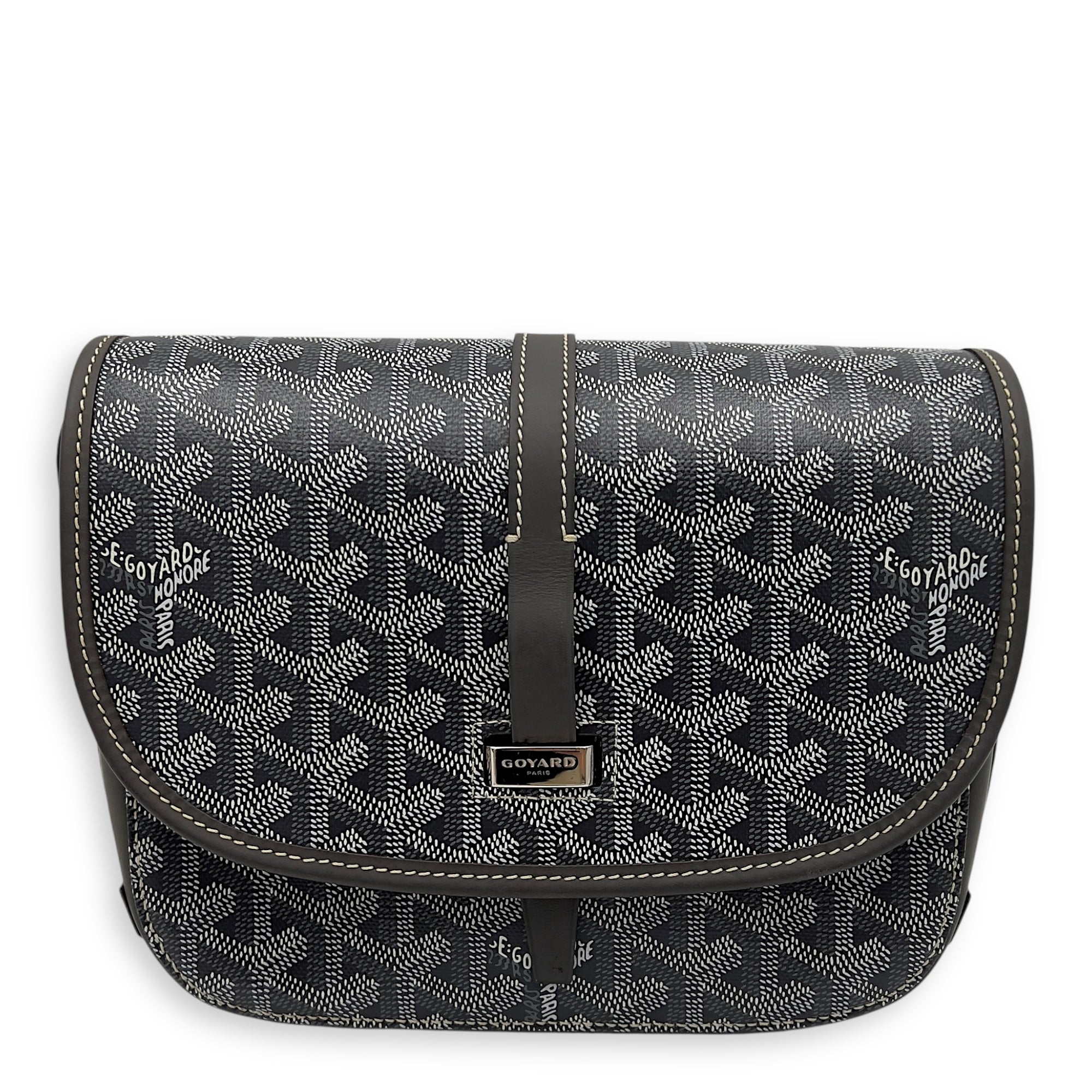 Belvedere Crossbody Bag Grey in Coated Canvas, Silver hardware