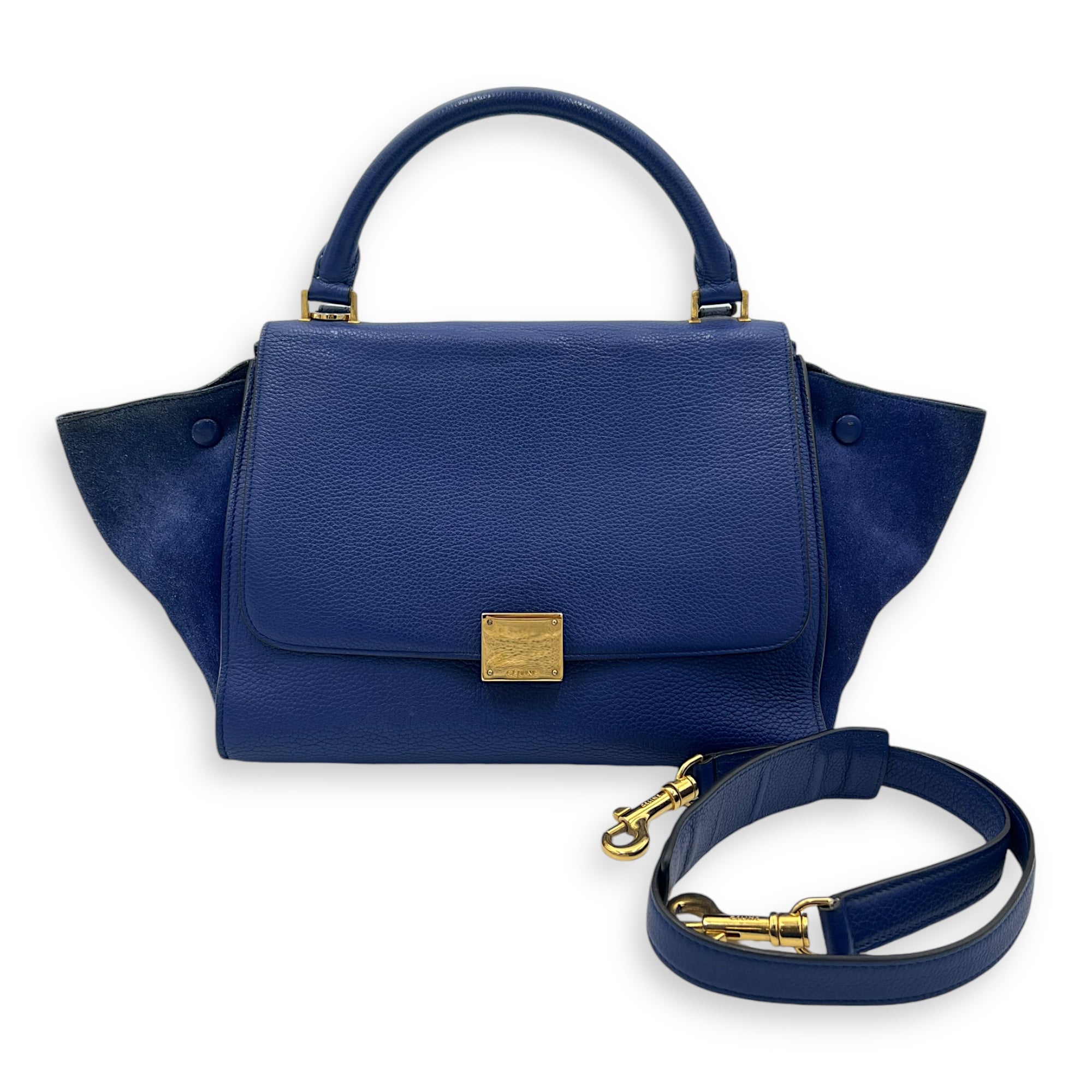 Trapeze Small Blue Shoulder Bag in Calfskin, Gold hardware - Image 16
