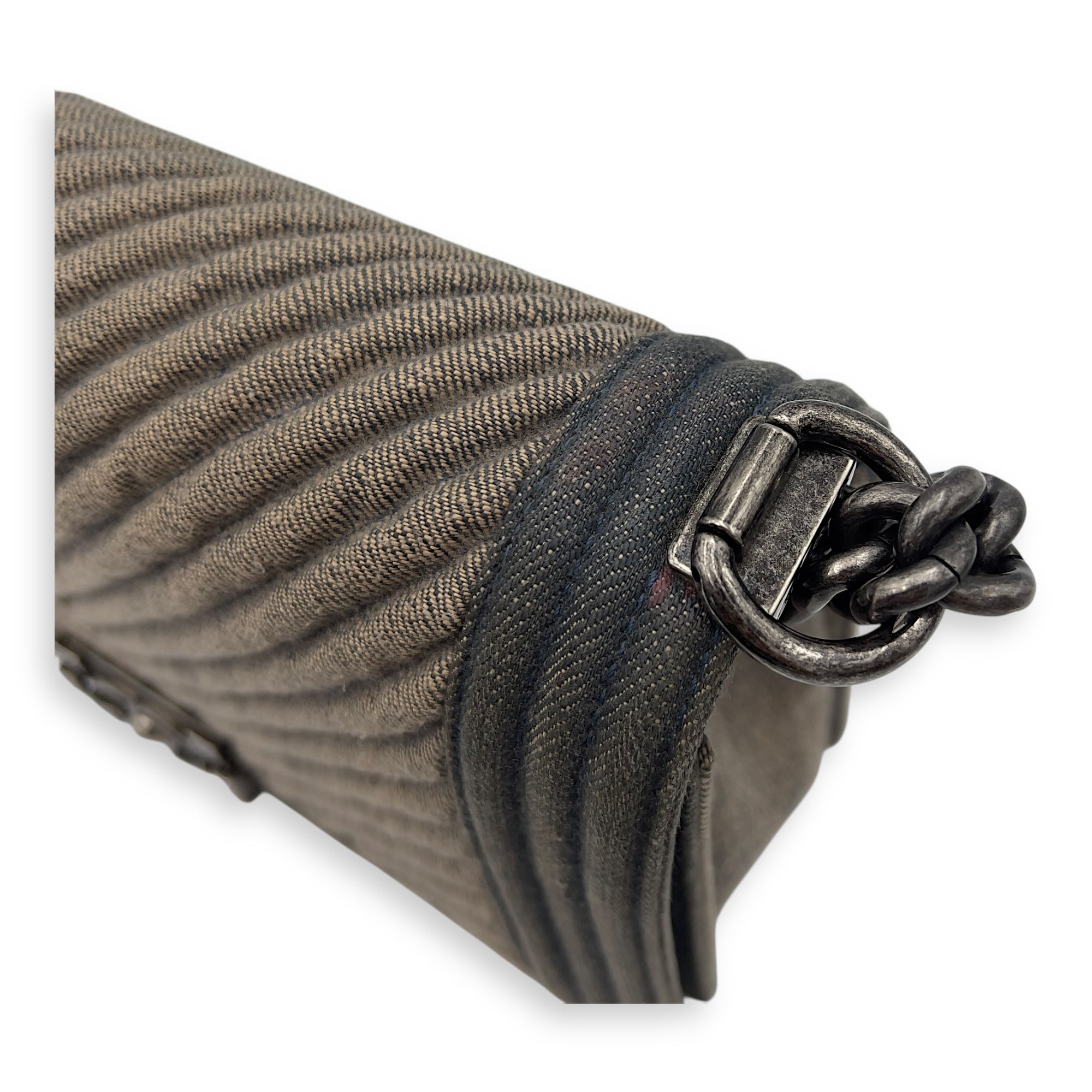 Boy Medium Blue Shoulder Bag in Denim, Ruthenium hardware - Image 10