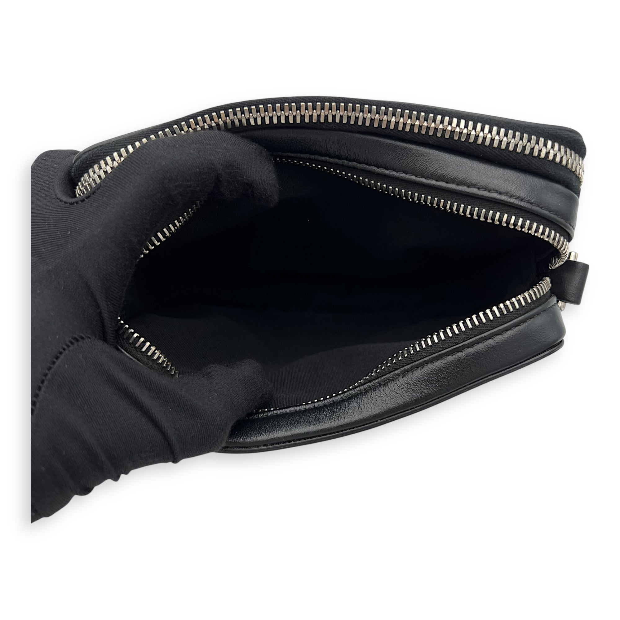 Double Zip Small Black Galaxy Leather Crossbody Bag in Calfskin, Silver hardware - Image 7