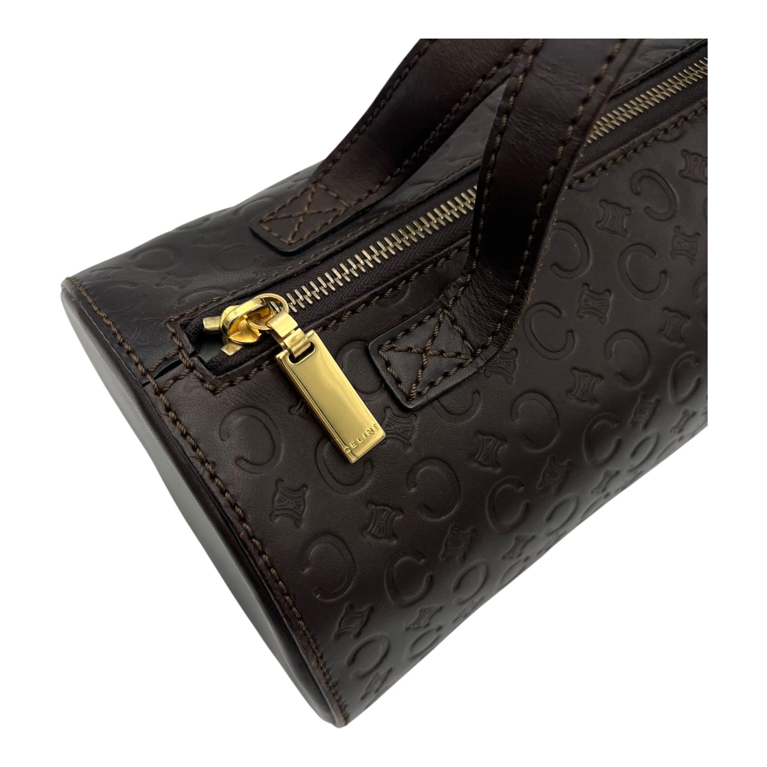 Macadam Brown Top Handle Bag in Calfskin, Gold hardware - Image 8