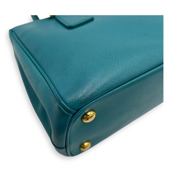 Galleria Top Handle Bag Blue in Saffiano Leather, Gold hardware - Image 10