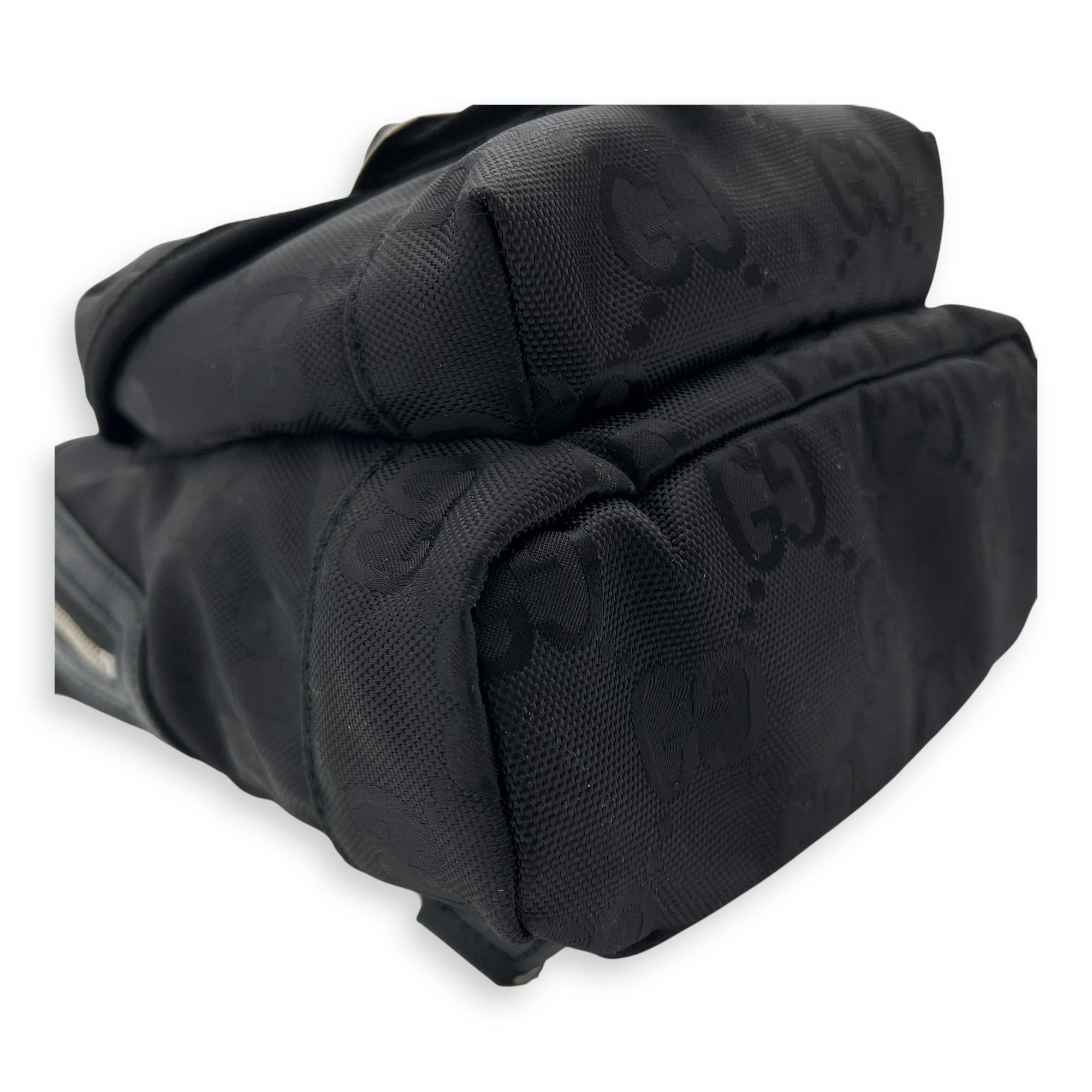 GG Backpack Black in Nylon, Silver hardware - Image 8