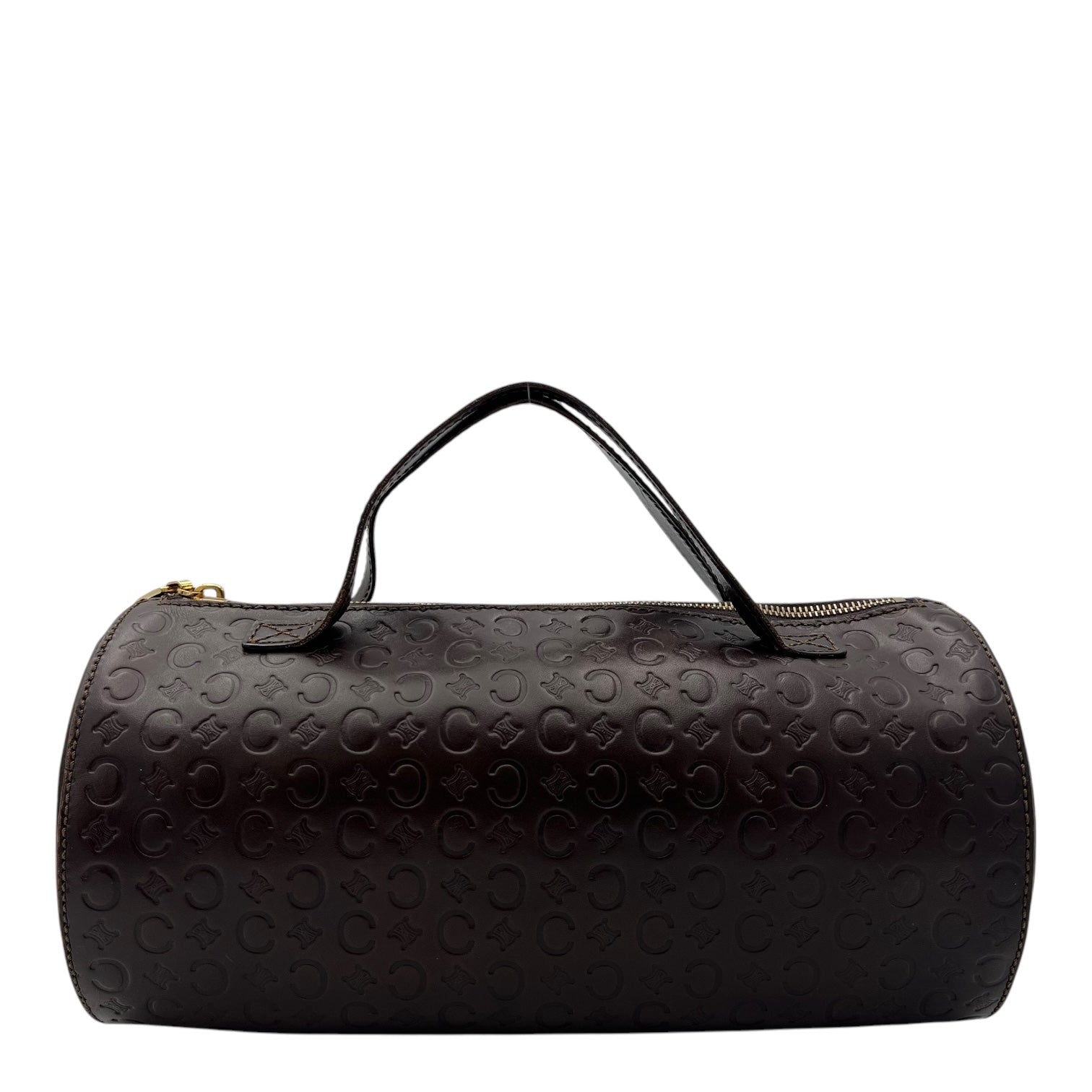 Macadam Brown Top Handle Bag in Calfskin, Gold hardware