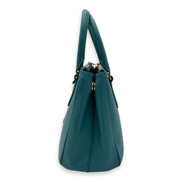 Galleria Top Handle Bag Blue in Saffiano Leather, Gold hardware - Image 5