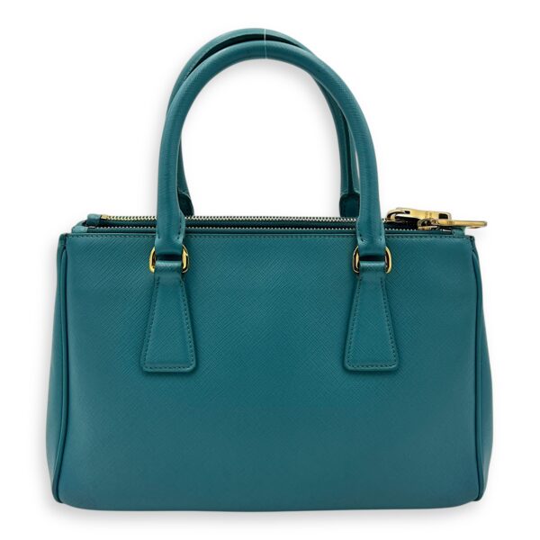 Galleria Top Handle Bag Blue in Saffiano Leather, Gold hardware - Image 3