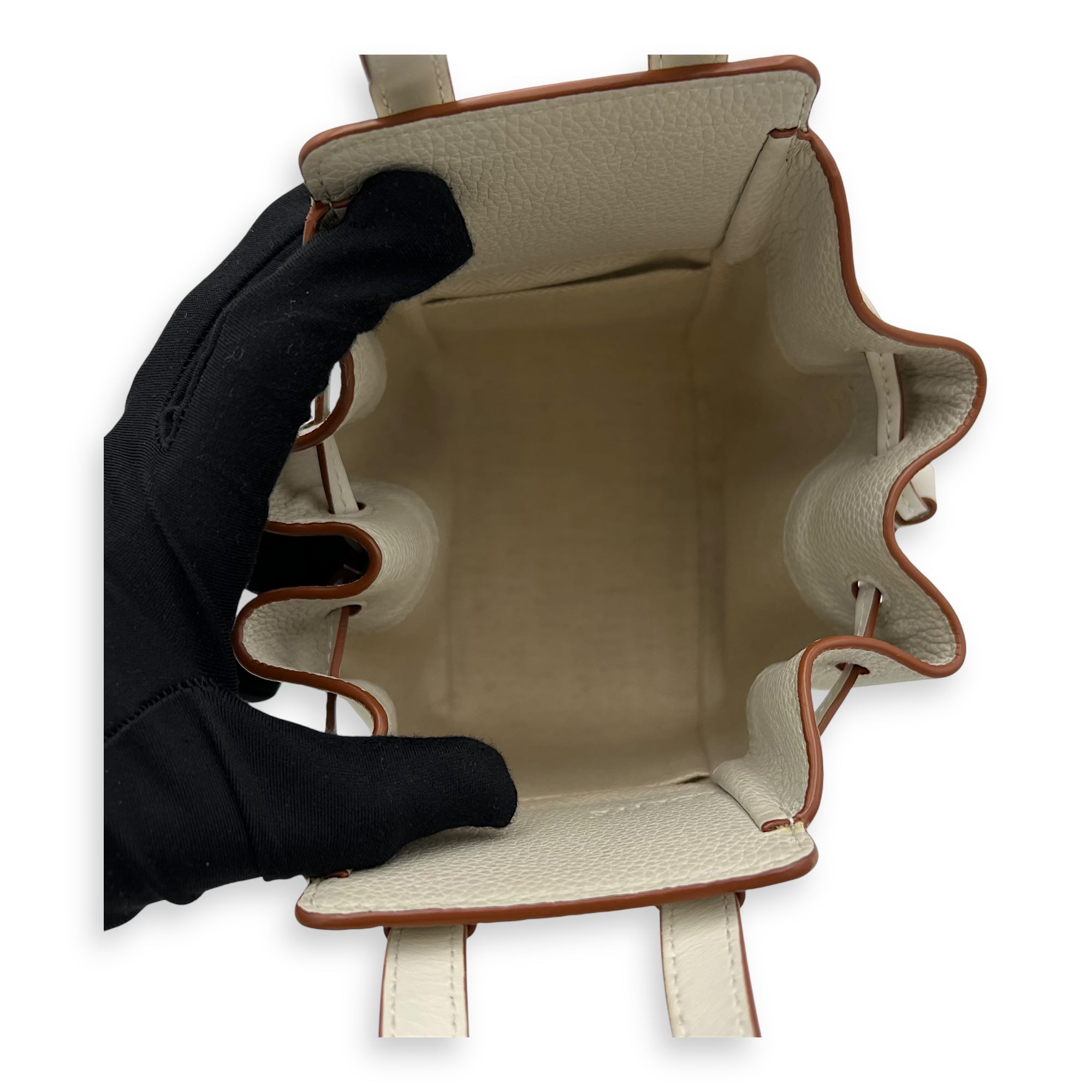 Hammock Crossbody Bag Mini White in Calfskin, Gold hardware - Image 7