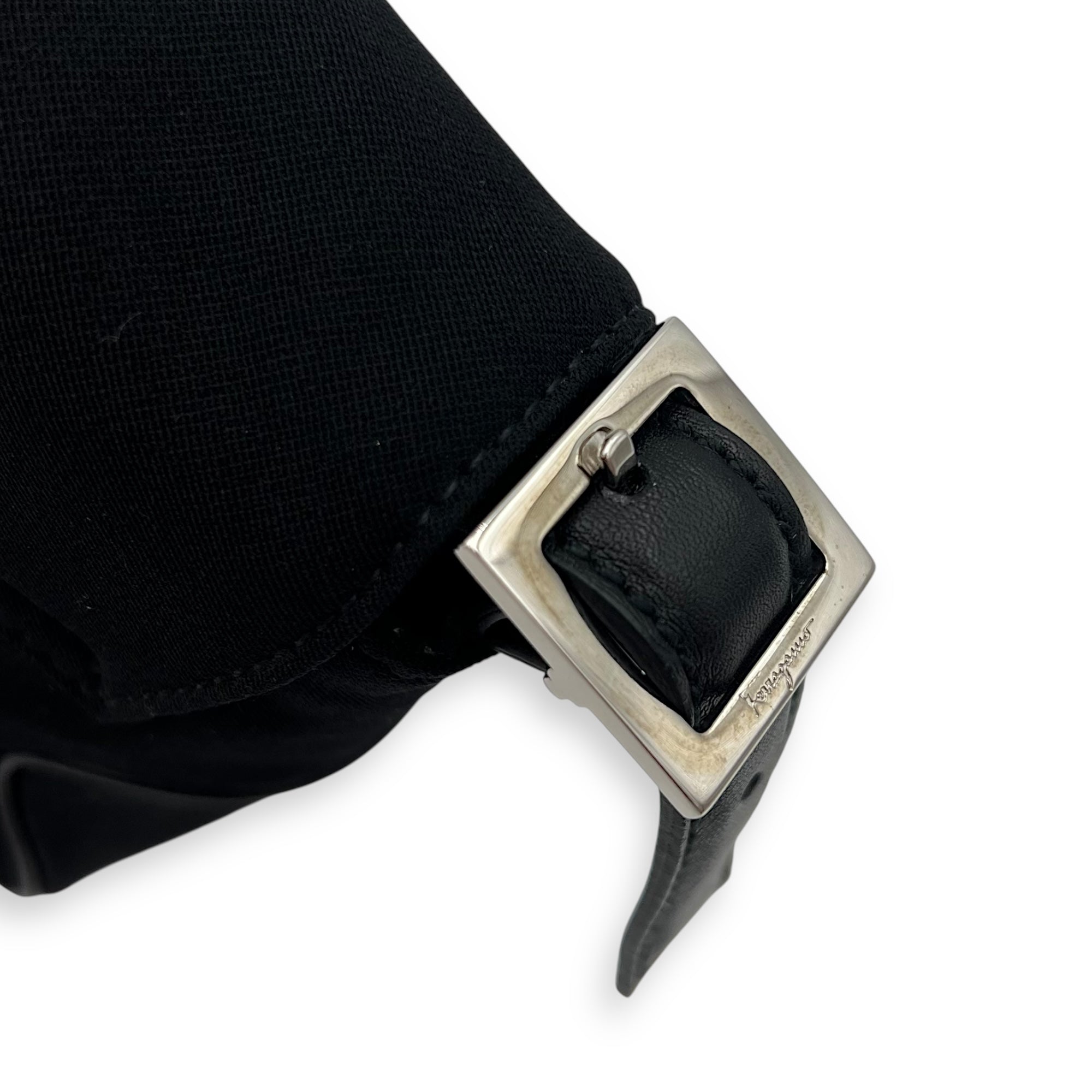 Logo Black Shoulder Bag in Canvas, Silver hardware - Image 8