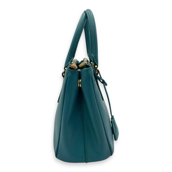 Galleria Top Handle Bag Blue in Saffiano Leather, Gold hardware - Image 4