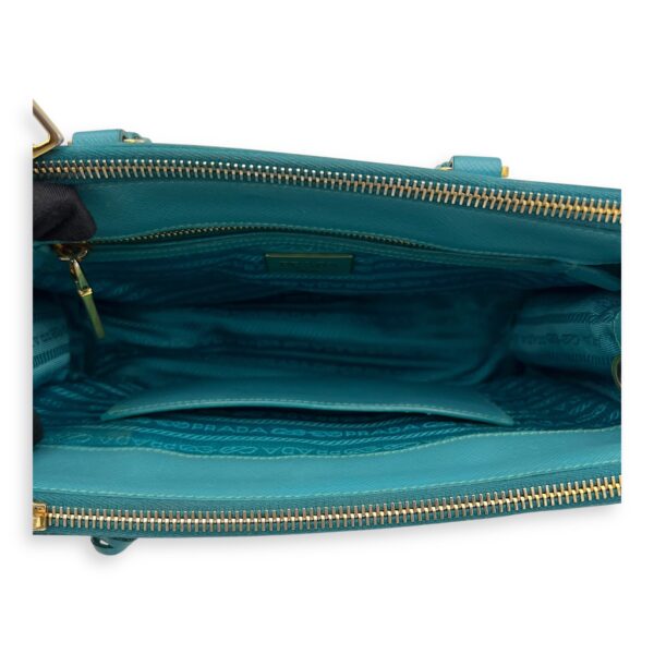 Galleria Top Handle Bag Blue in Saffiano Leather, Gold hardware - Image 7
