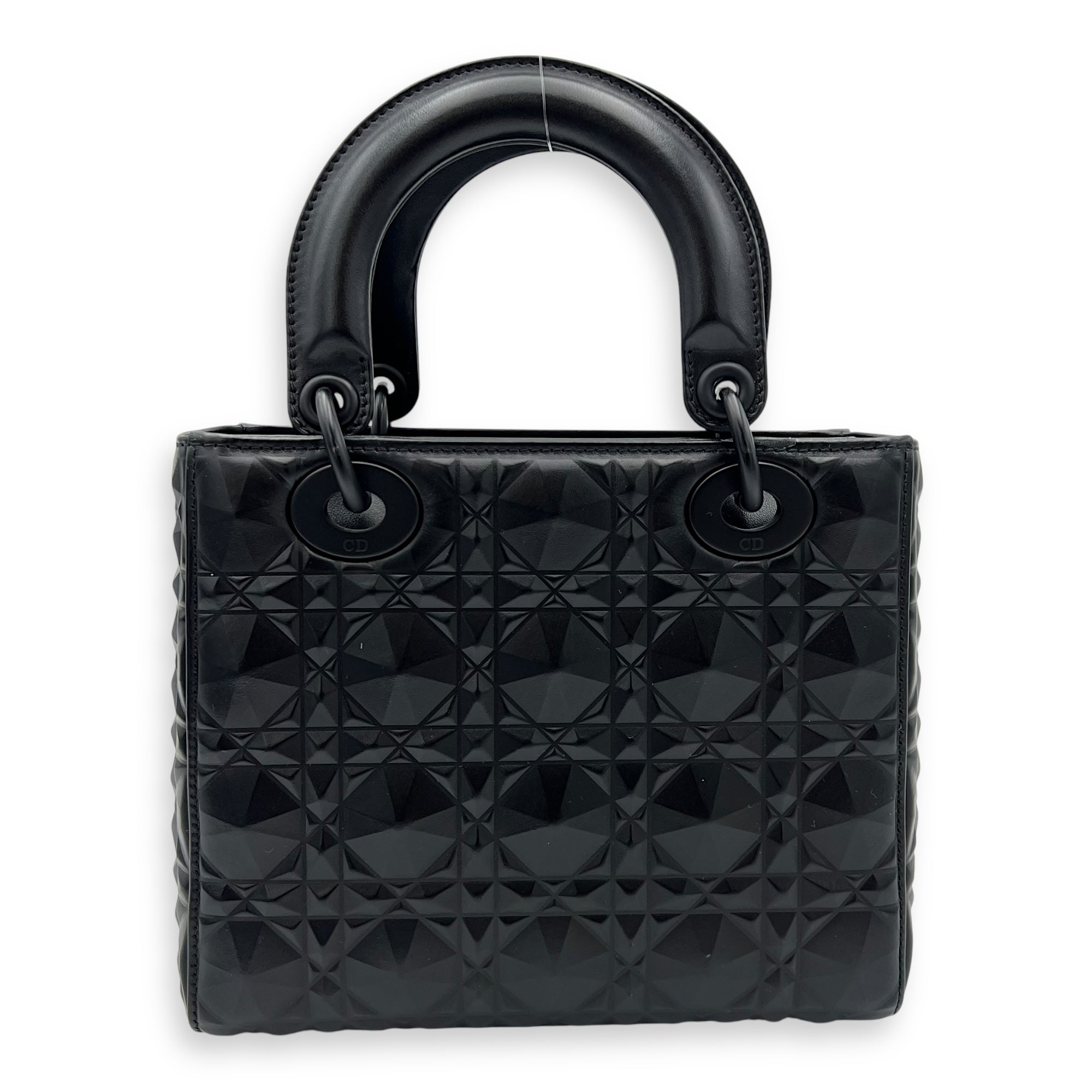 Lady Dior Small Black Top Handle Bag in Calfskin, Ultramatte hardware - Image 3