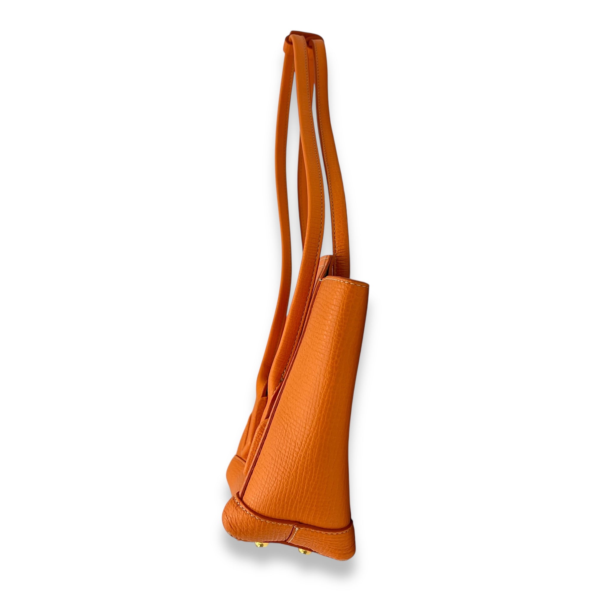 Arco Top Handle Bag Orange in Calfskin, Gold hardware - Image 5