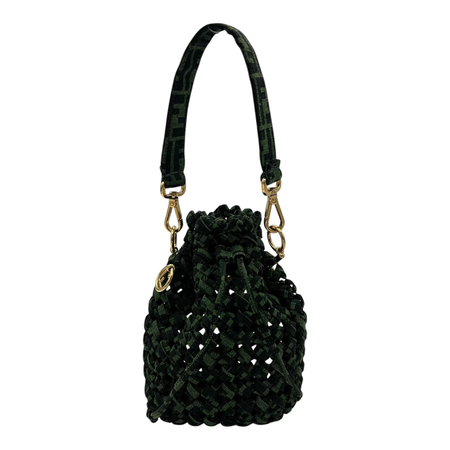 Mon Tresor Crossbody Bag Green in Canvas, Gold hardware