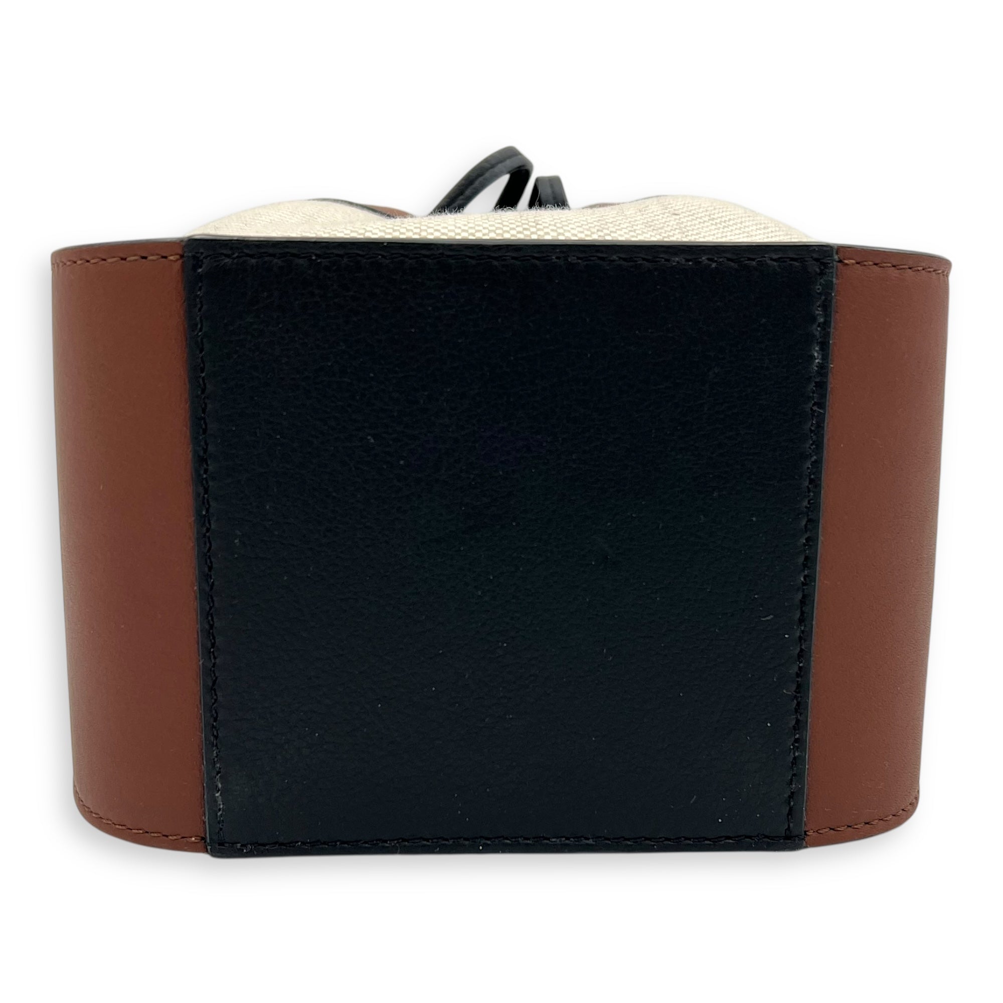 Hammock Shoulder Bag Mini Black White Brown in Canvas & Calfskin, Gold hardware - Image 6