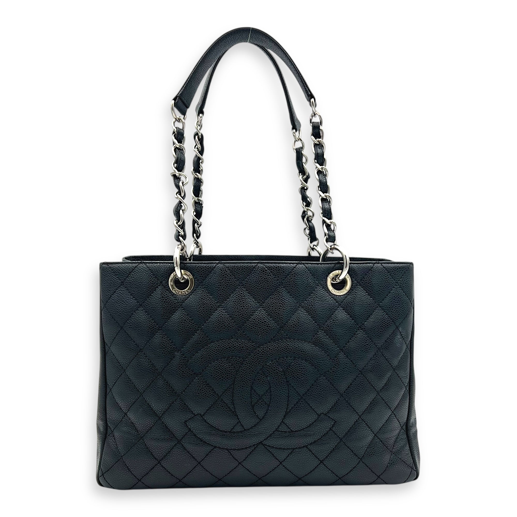 GST Tote Bag Black in Caviar Leather, Silver hardware - Image 17