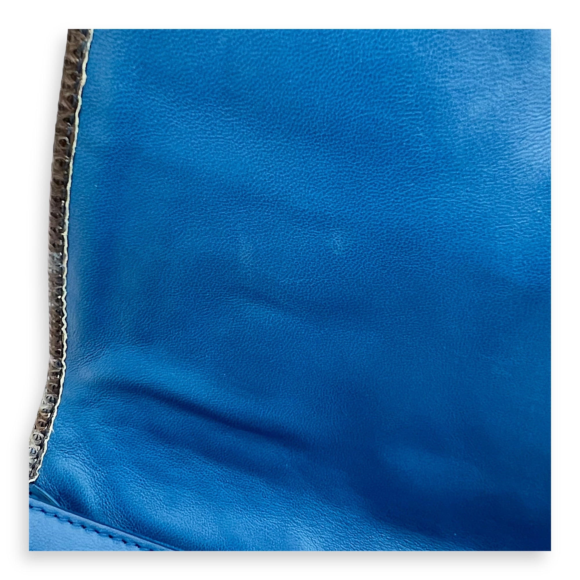 Intrecciato Blue Shoulder Bag in Lambskin and Lizard, Ruthenium hardware - Image 8
