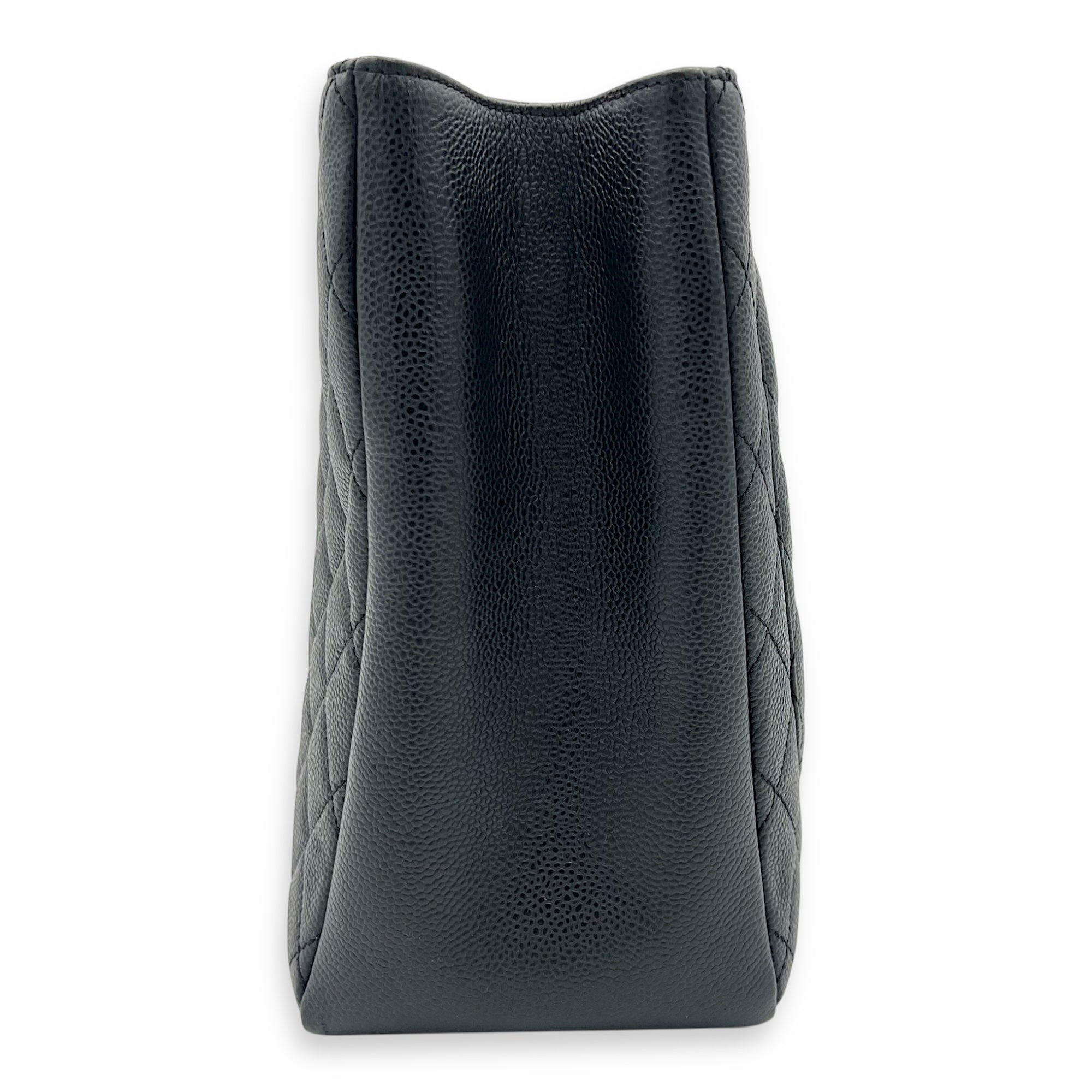 GST Tote Bag Black in Caviar Leather, Silver hardware - Image 5