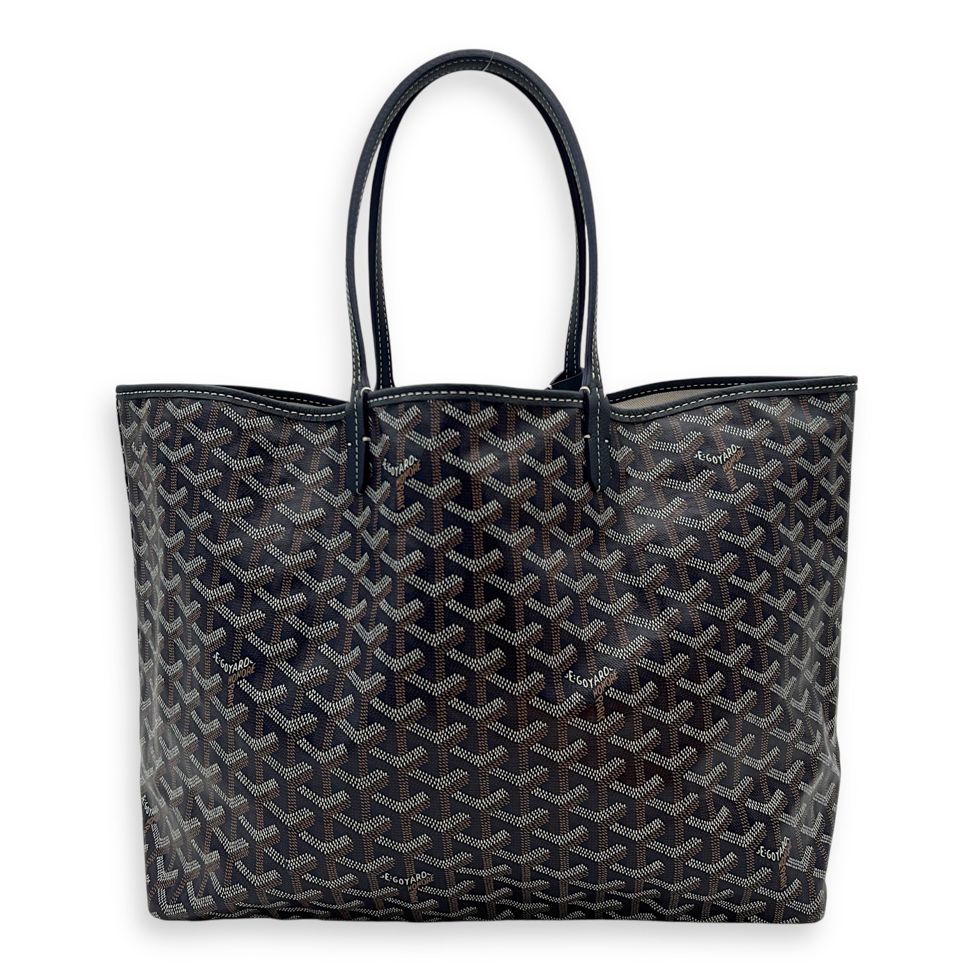 Saint Louis PM Blue Tote Bag in Coated Canvas, Silver hardware