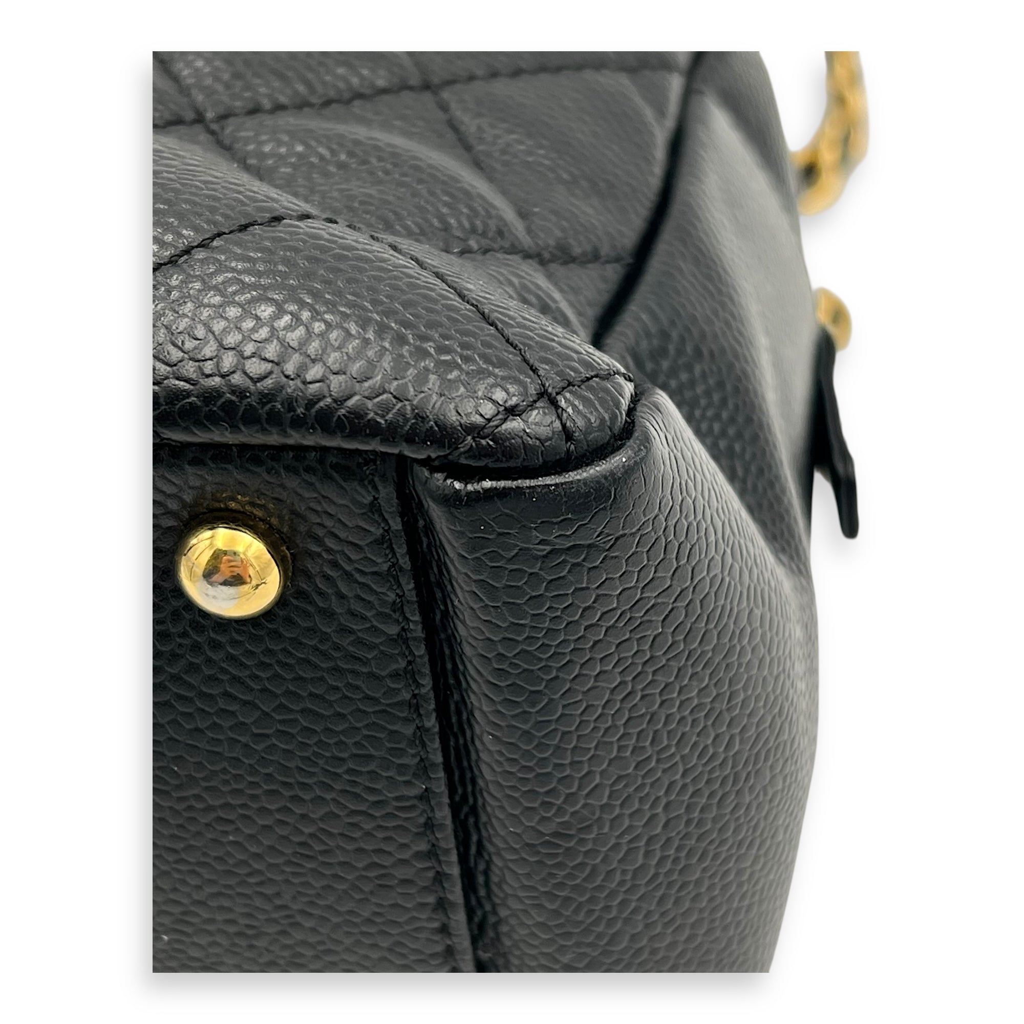 PTT Petite Timeless Tote Shoulder Bag Black in Caviar Leather, Gold hardware - Image 10