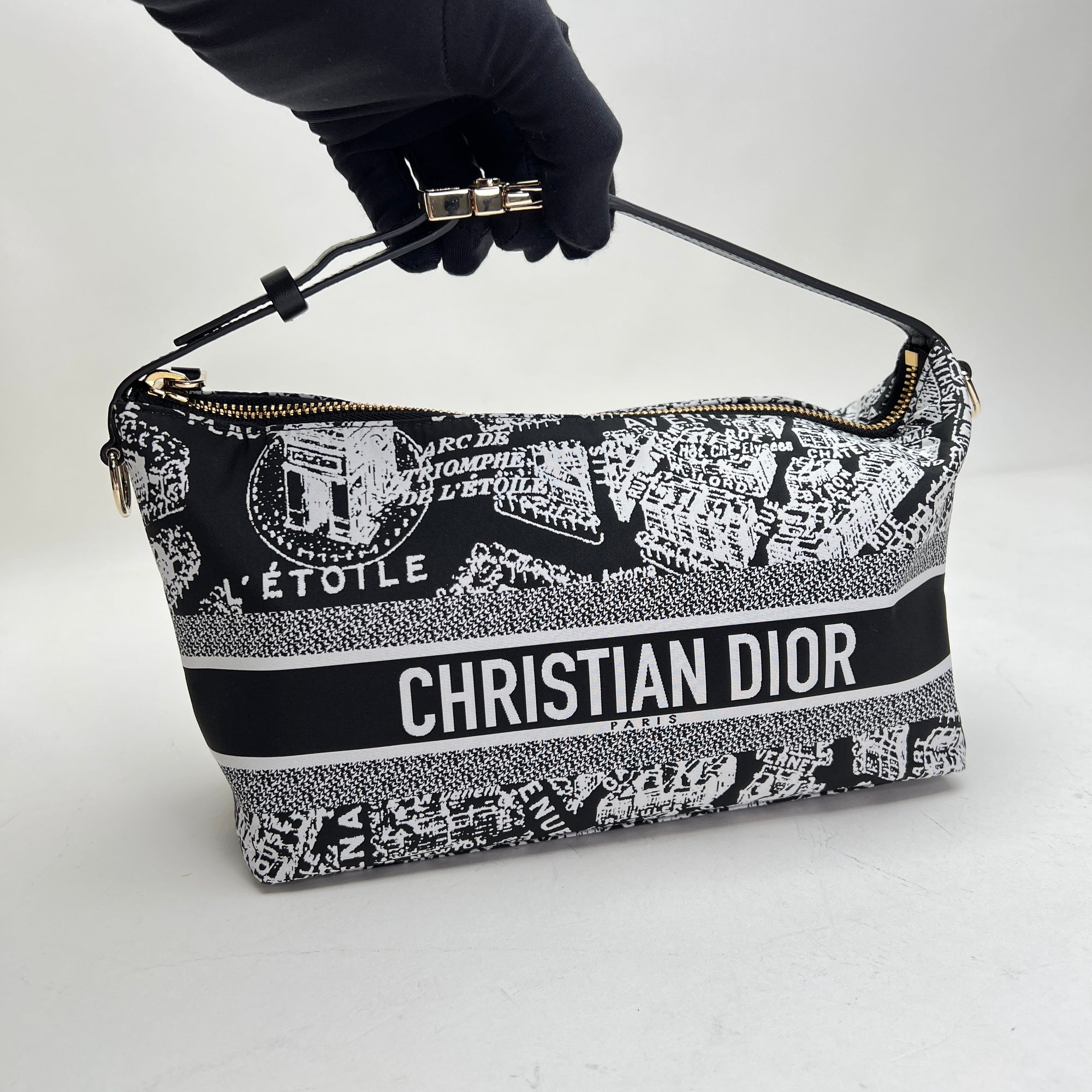 DiorTravel Nomad Medium Black Shoulder Bag in Canvas, Light Gold hardware - Image 7